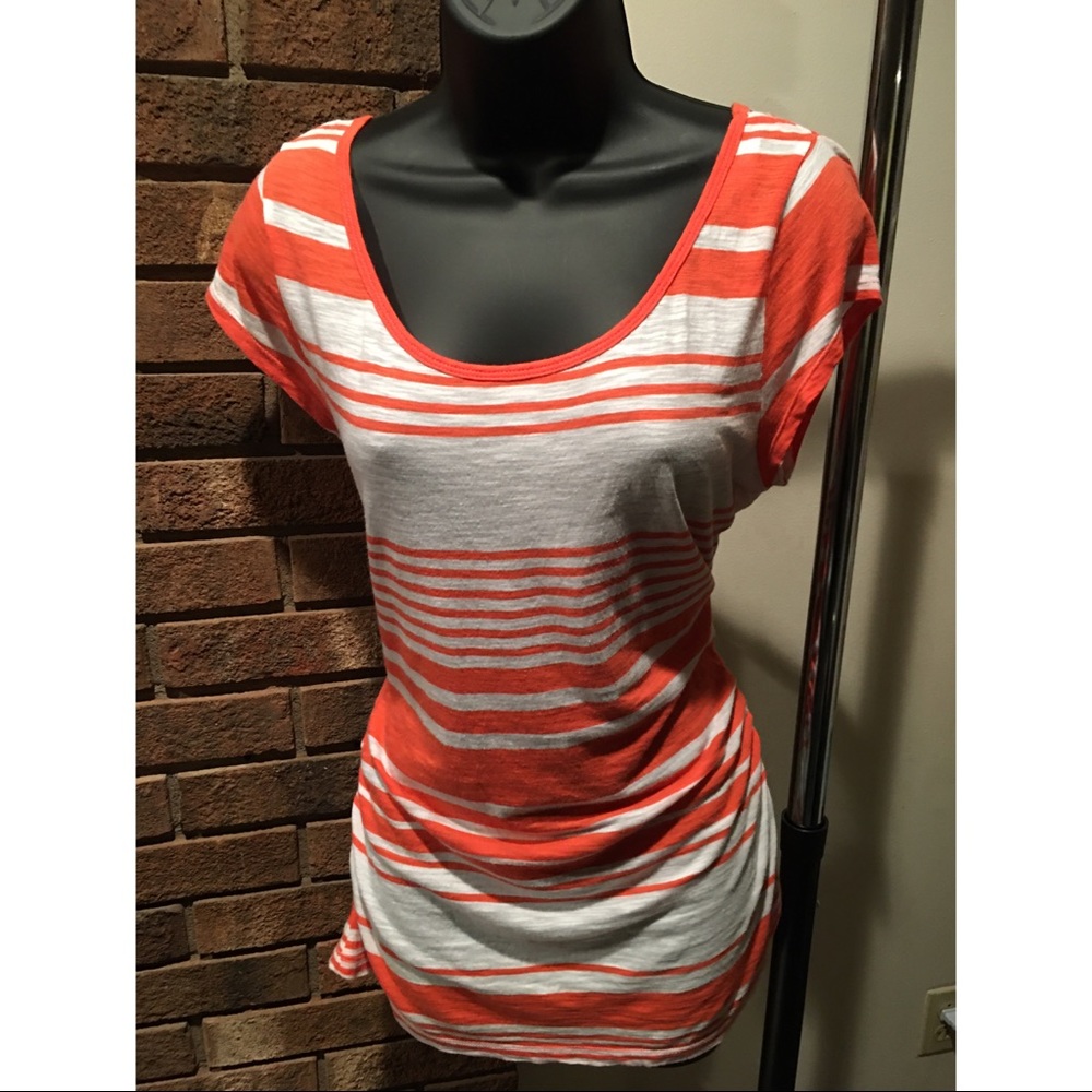 New York & Company orange striped shirt